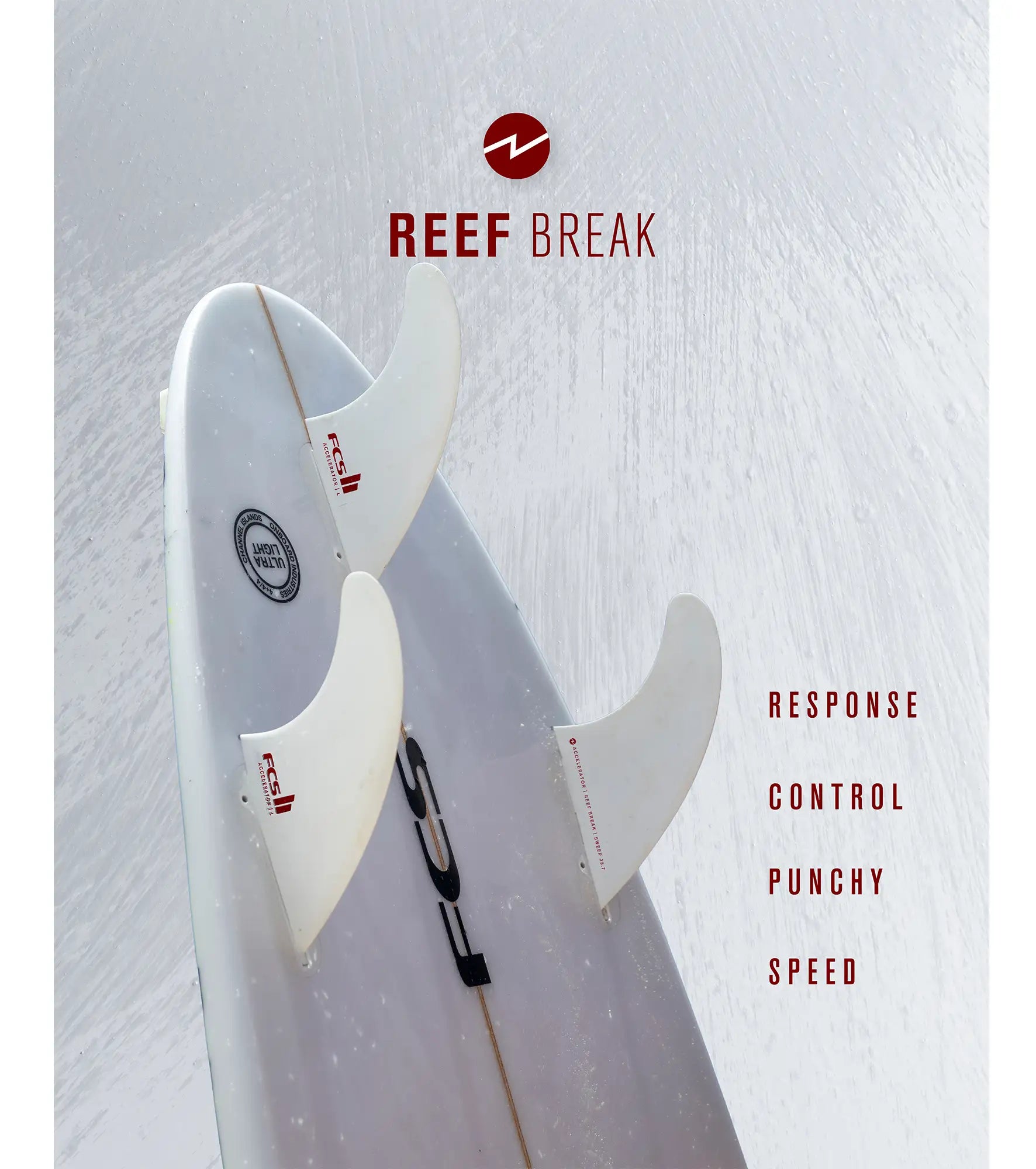 FCS II Accelerator Performance Core Thruster Fins - White Edition