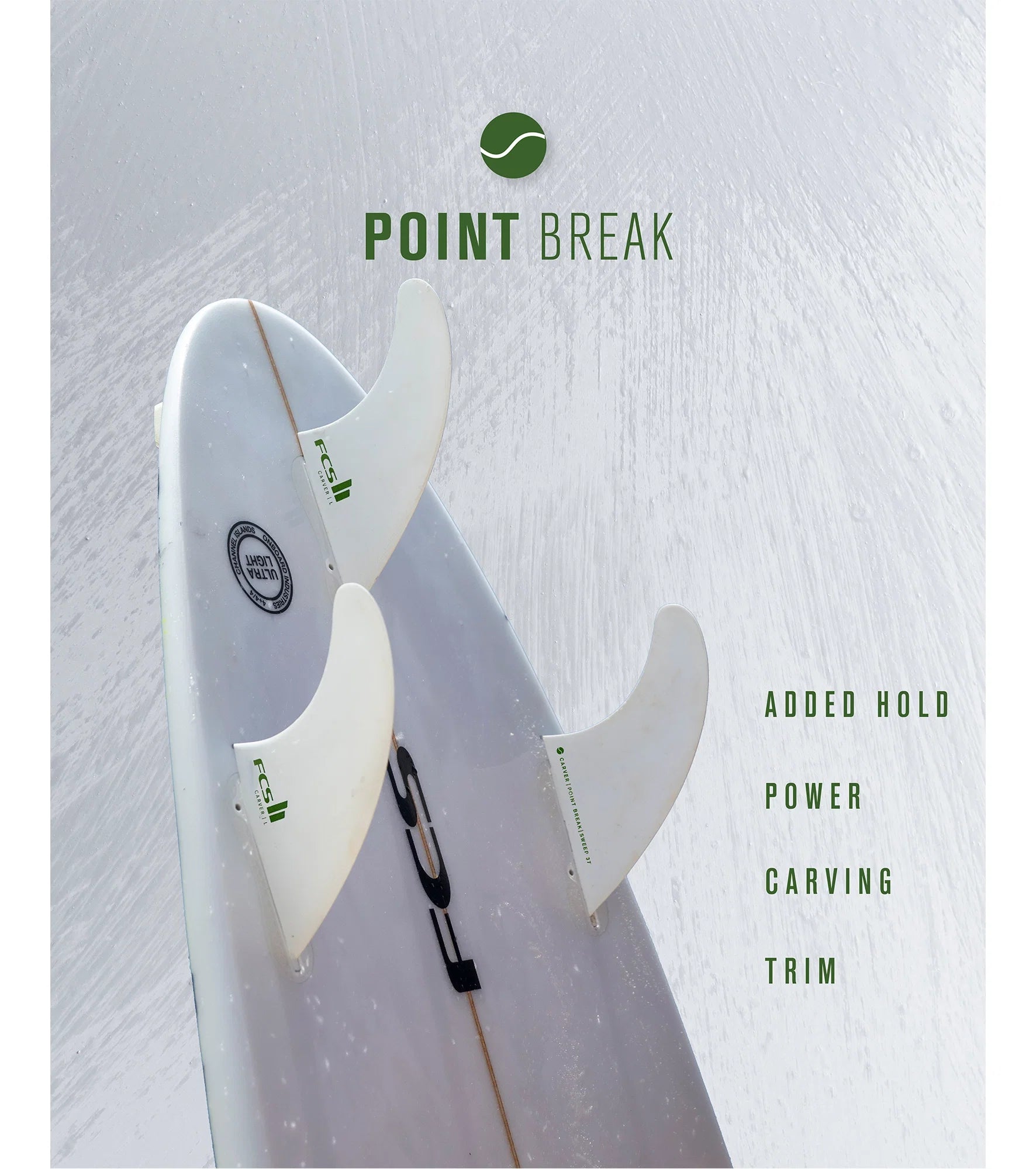 FCS II Carver Performance Core Thruster Fins - White Edition