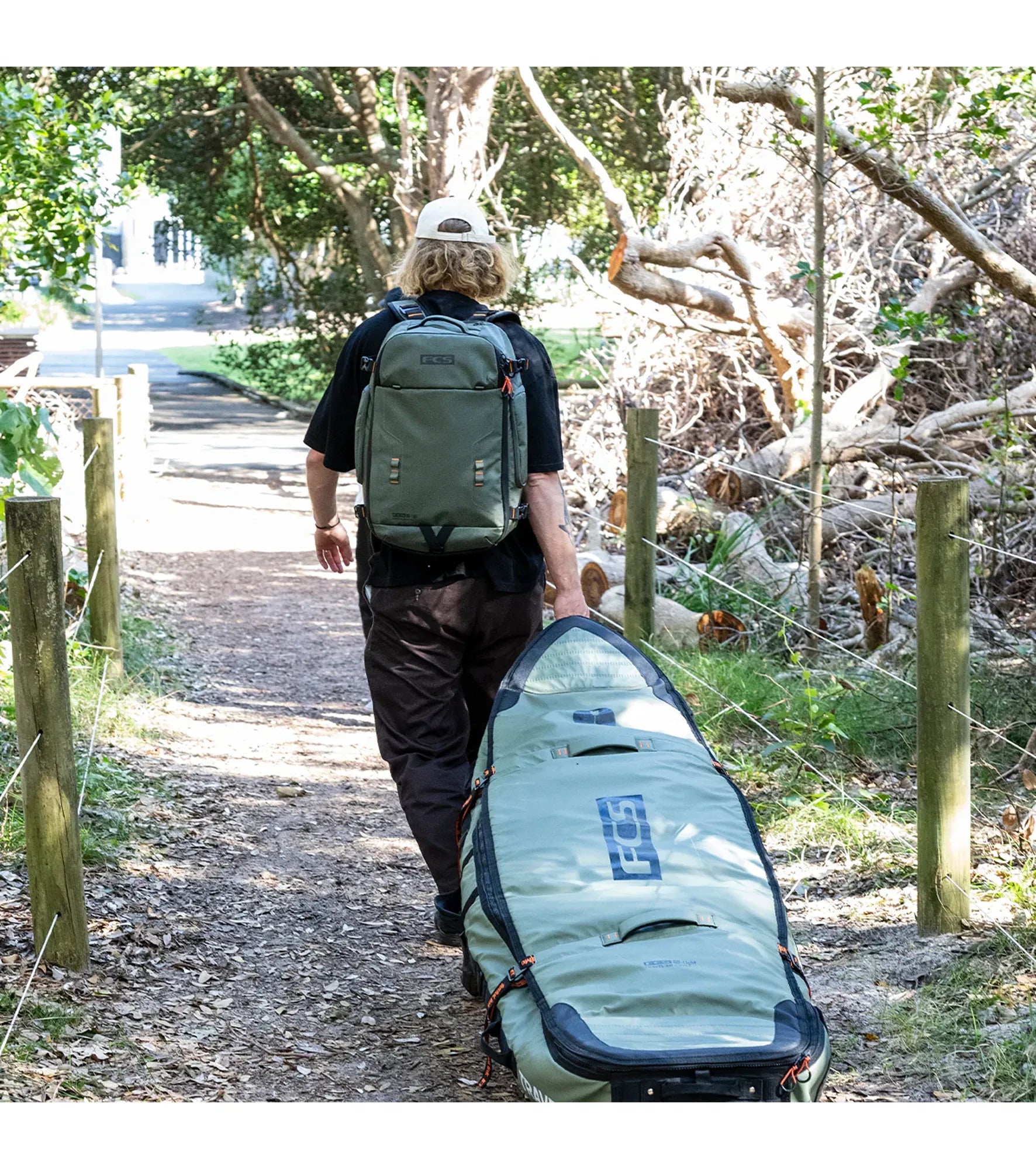FCS Travel 3 Wheelie Shortboard / Fish Board Bag GO-Light
