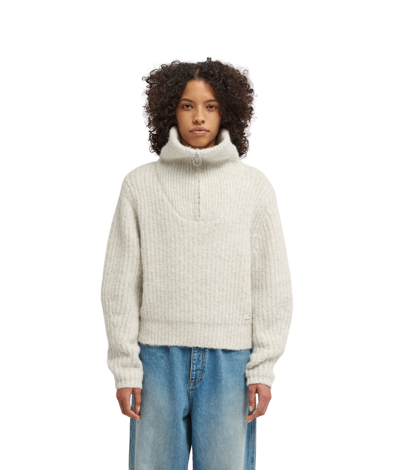 Highneck Quart Cardigan Trui