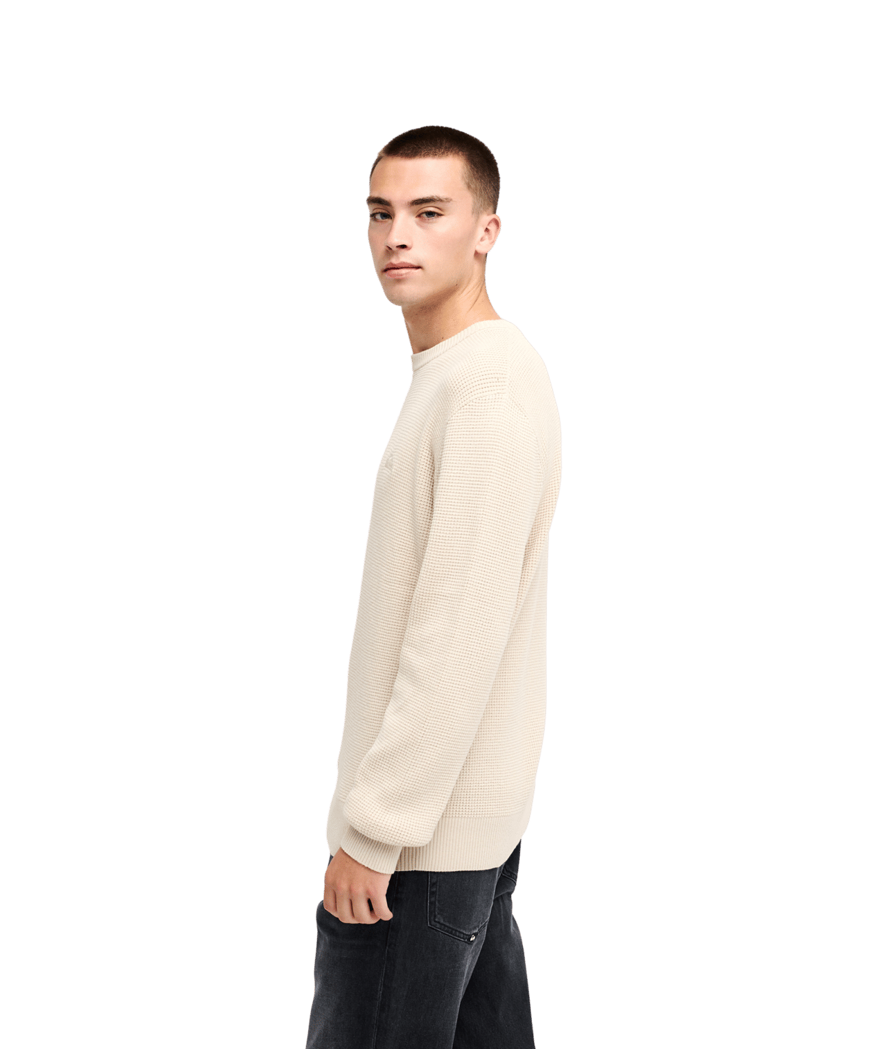Waffle Sweater Crew Neck Trui