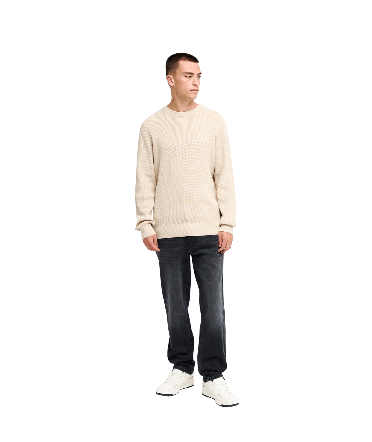 Waffle Sweater Crew Neck Trui