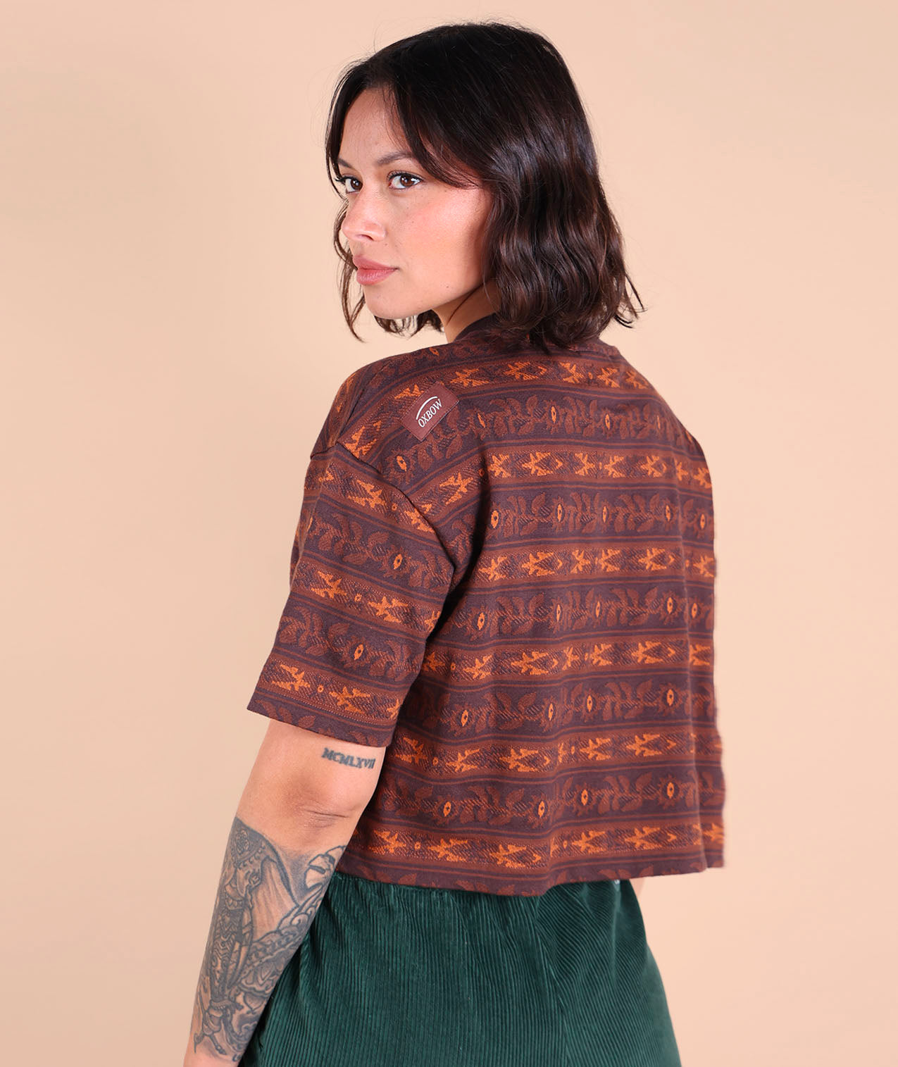 OXBOW Crest Kurzarm-Jacquard-T-Shirt für Damen