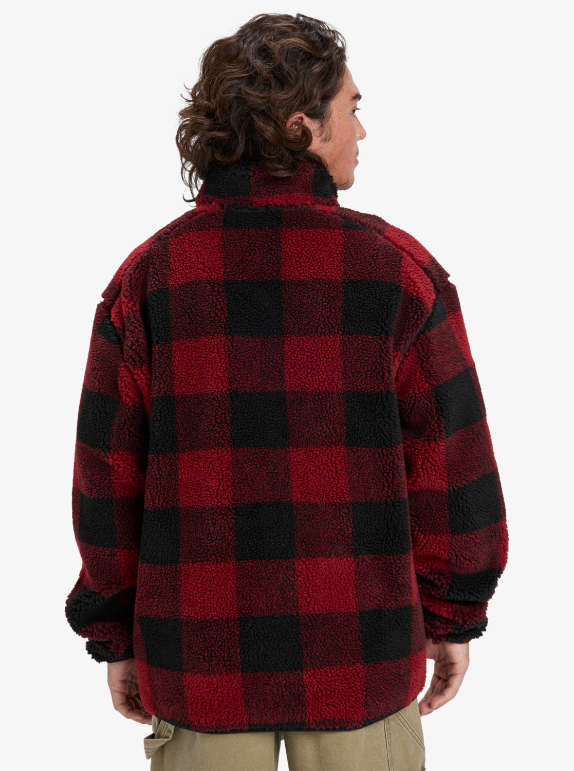 Quiksilver Mercury Woodlands Sherpa – Sherpa-Karojacke mit halbem Reißverschluss für Männer