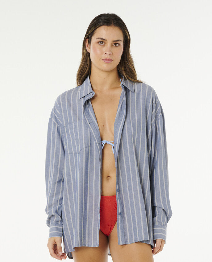 Rip Curl Beach Days Pinstripe Long Sleeve Shirt For Women