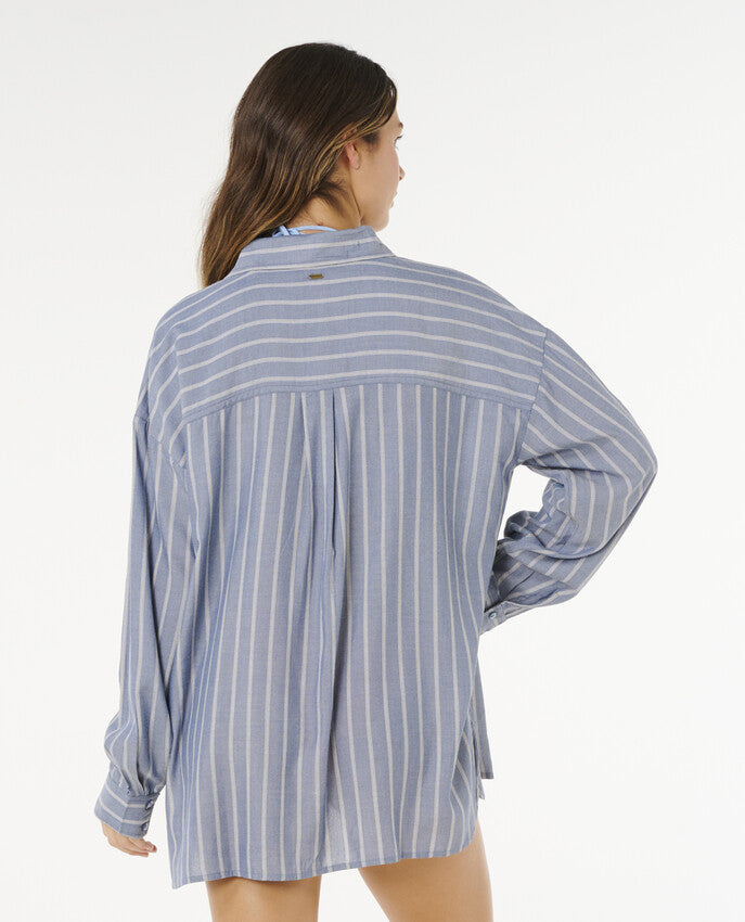 Rip Curl Beach Days Pinstripe Long Sleeve Shirt For Women
