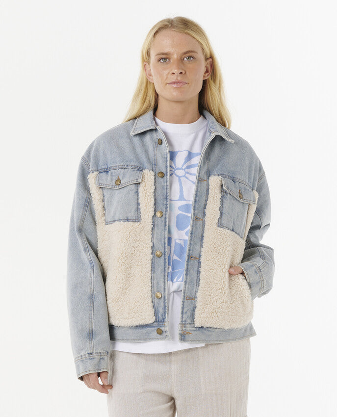 Cruisin. Sherpa - Dames Surf Lifestyle Denim Jack