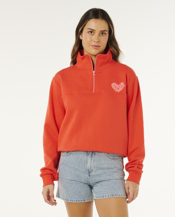 Rc Heart Half Zip Fleece Sweater For Women