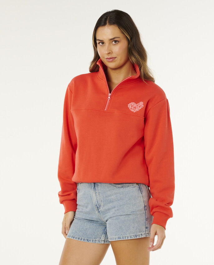 Rc Heart Half Zip Fleece Sweater For Women