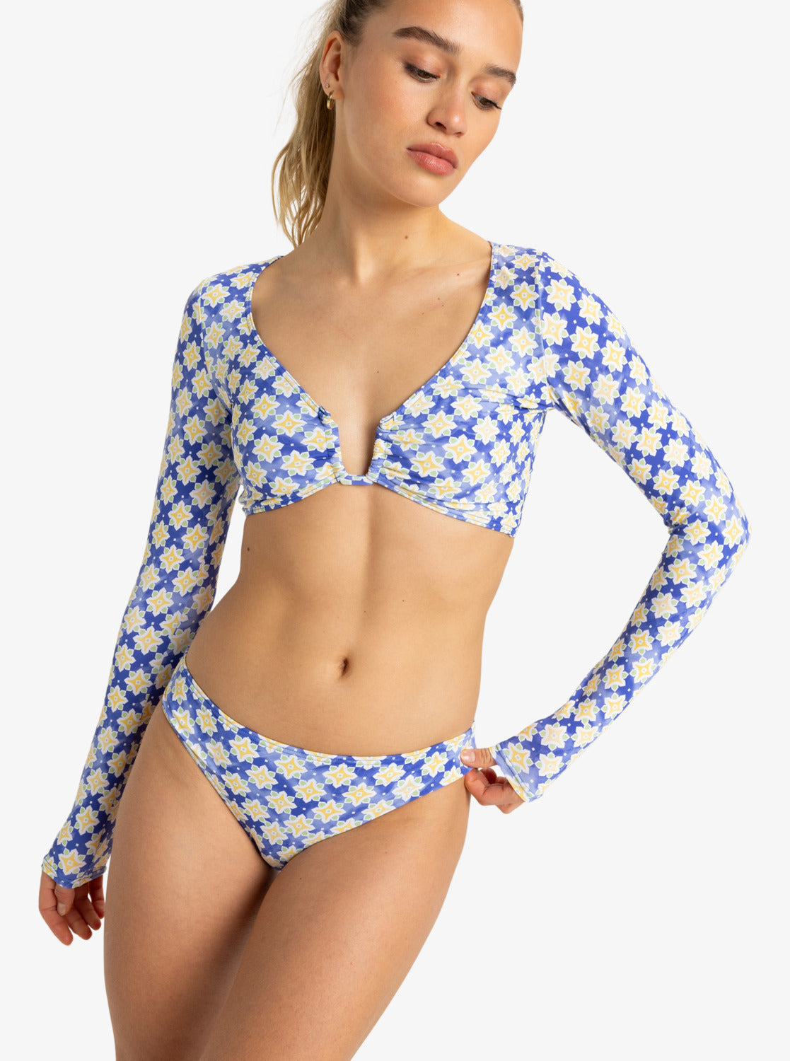 Artsy Tile - Crop surftop met lange mouwen voor dames