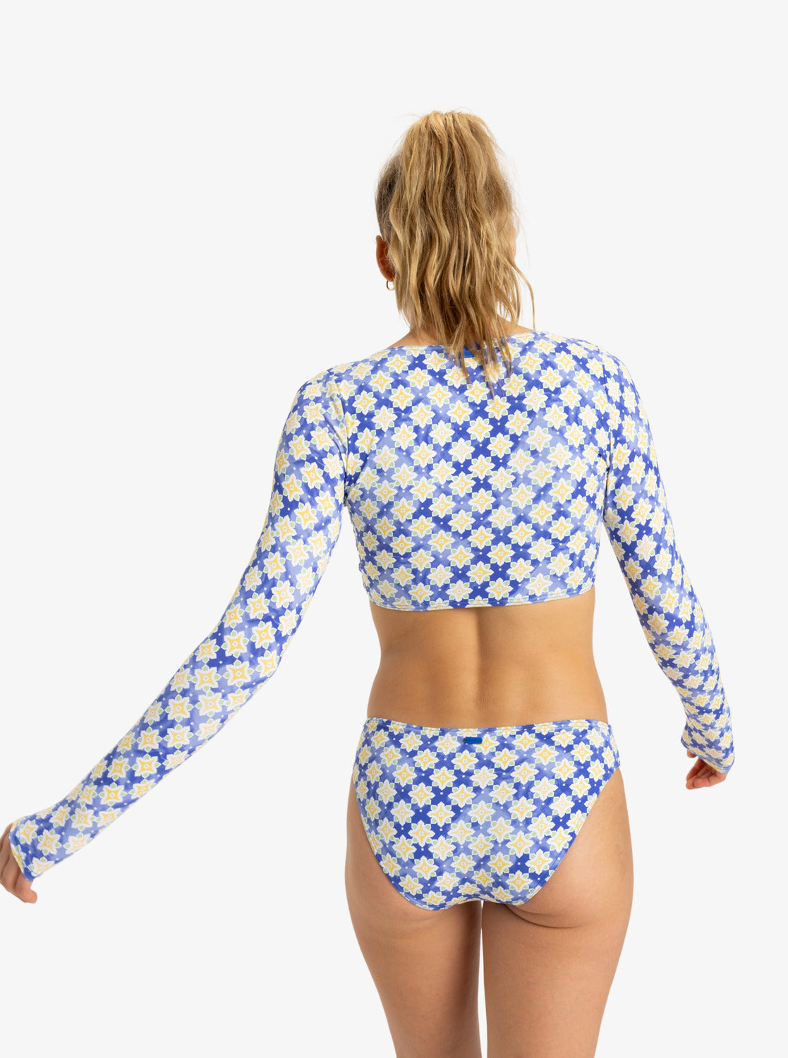 Artsy Tile - Crop surftop met lange mouwen voor dames