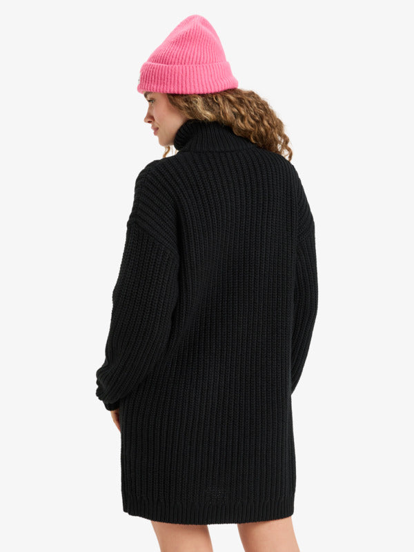 Home Again - Lange mouwen trui-jurk met halve rits kraagdetail voor dames