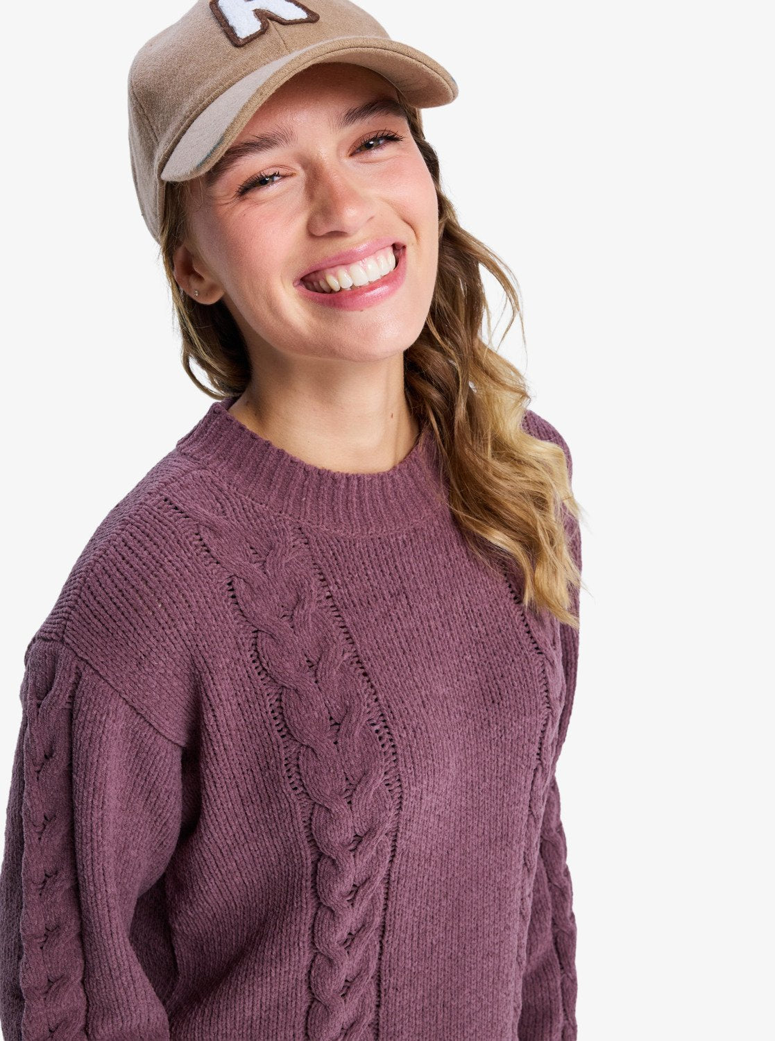 Missing The Waves - Kabelgebreide mini sweaterjurk met lange mouw voor Dames