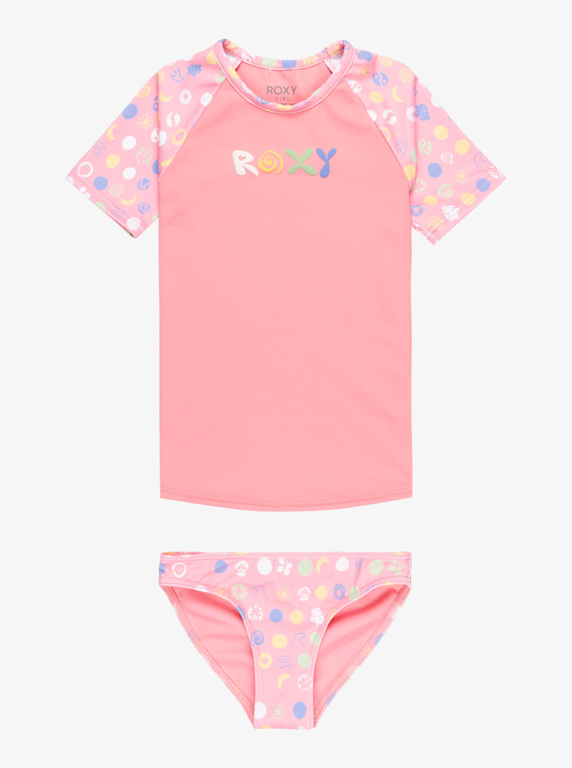 Roxy Dot - Short Sleeves Two-Piece Rashguard Set for Girls 2 - 7
