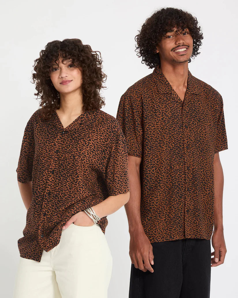 Volcom Utopias Print Mens Short Sleeve Blouse