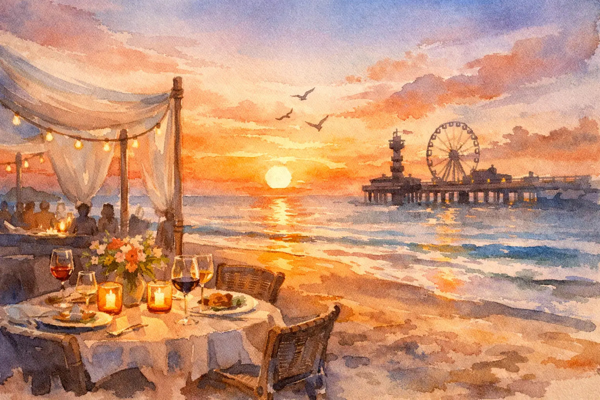 Diner op het strand in Scheveningen: eten bij zonsondergang 