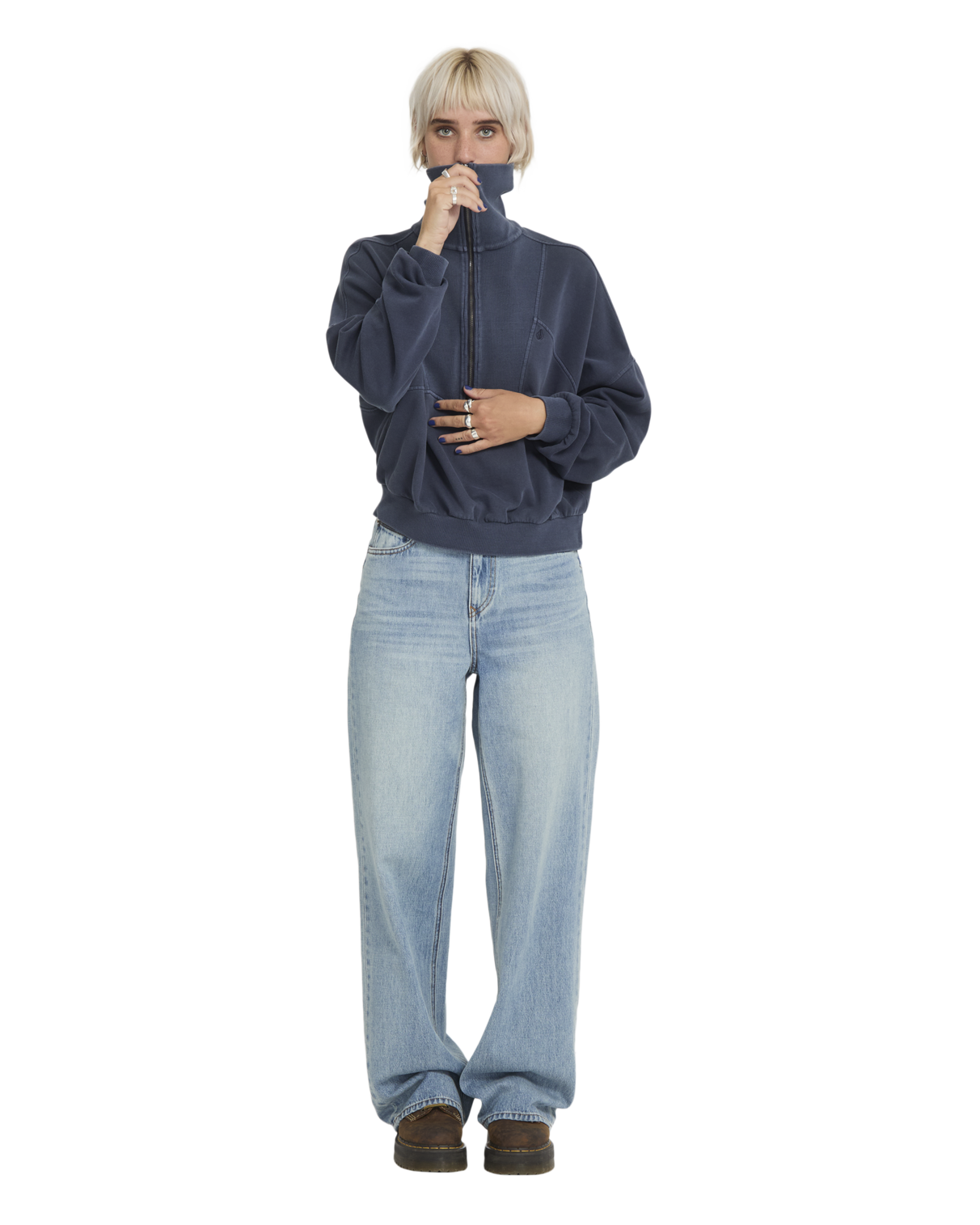 Reetrocity Quarter Zip Crew Fleece Trui