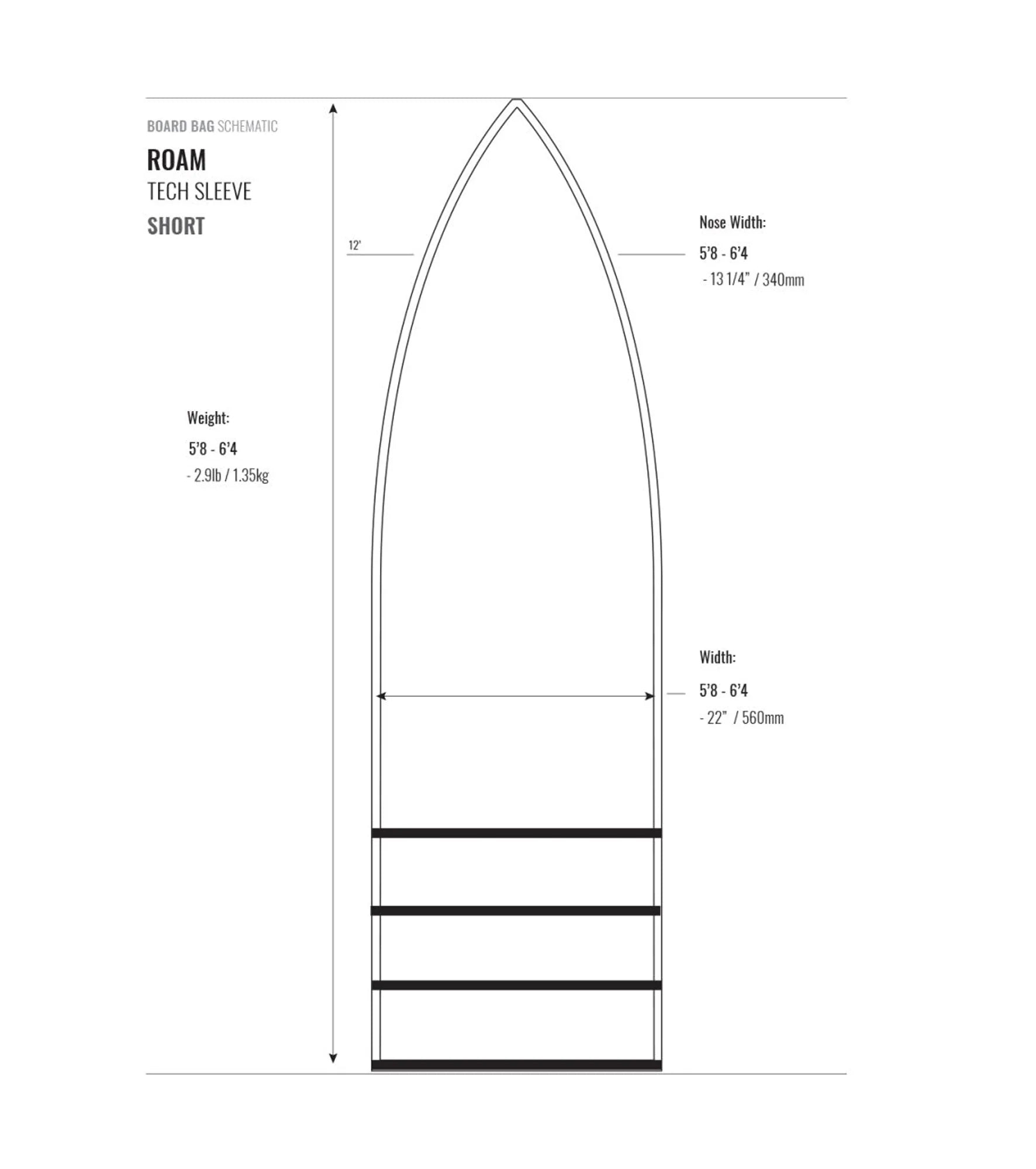 ROAM Tech Sleeve Shortboard Board Bag