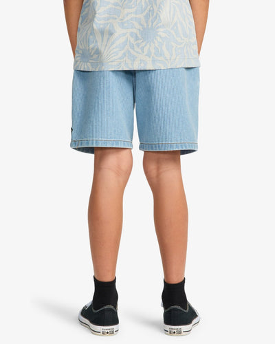 Larry Cord Deni Elastic Waist Walk Shorts Voor Kids