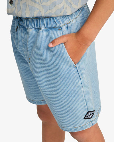 Larry Cord Deni Elastic Waist Walk Shorts Voor Kids