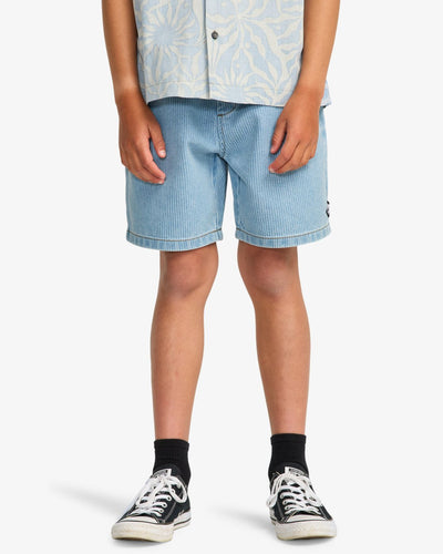 Larry Cord Deni Elastic Waist Walk Shorts Voor Kids