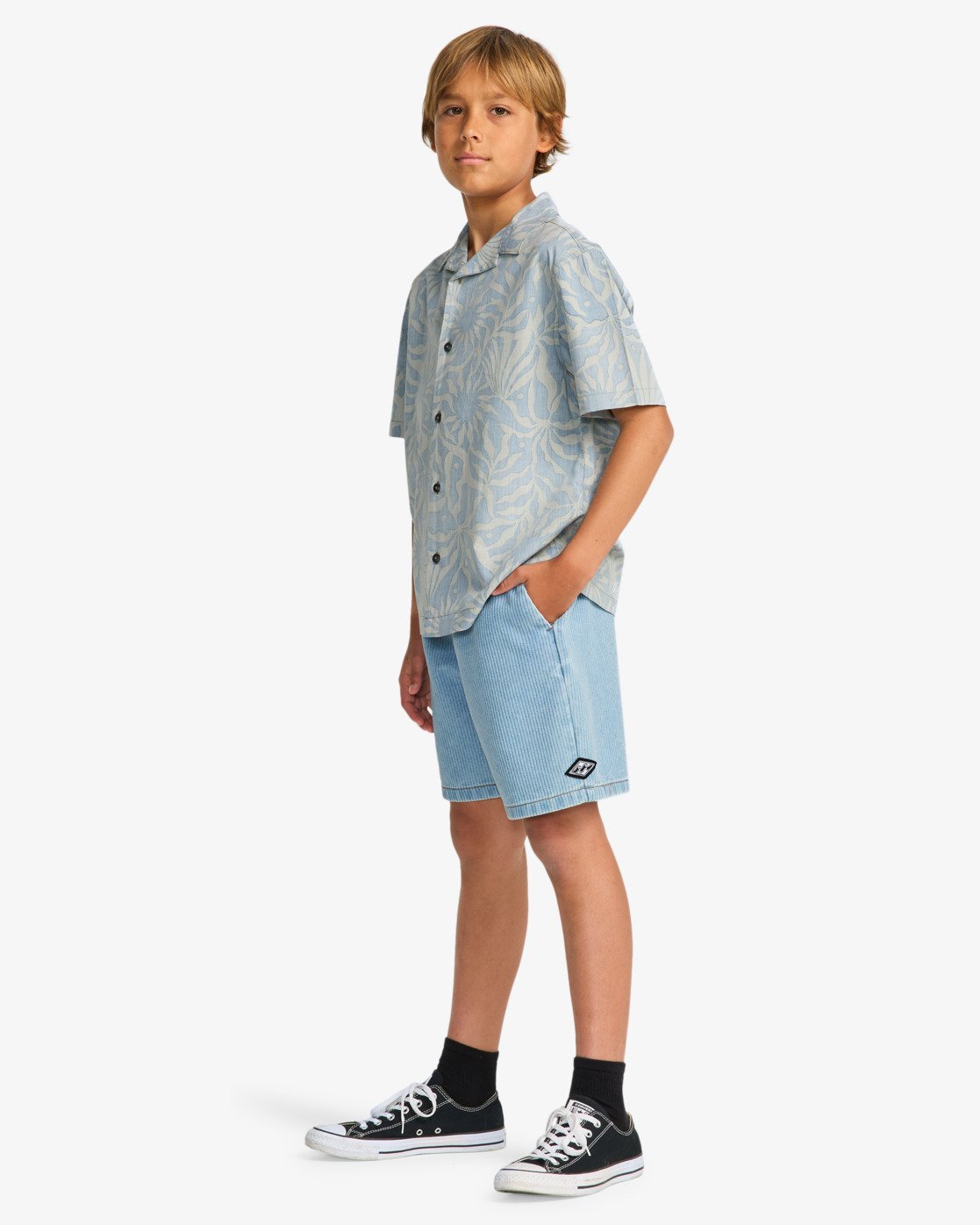 Larry Cord Deni Elastic Waist Walk Shorts Voor Kids