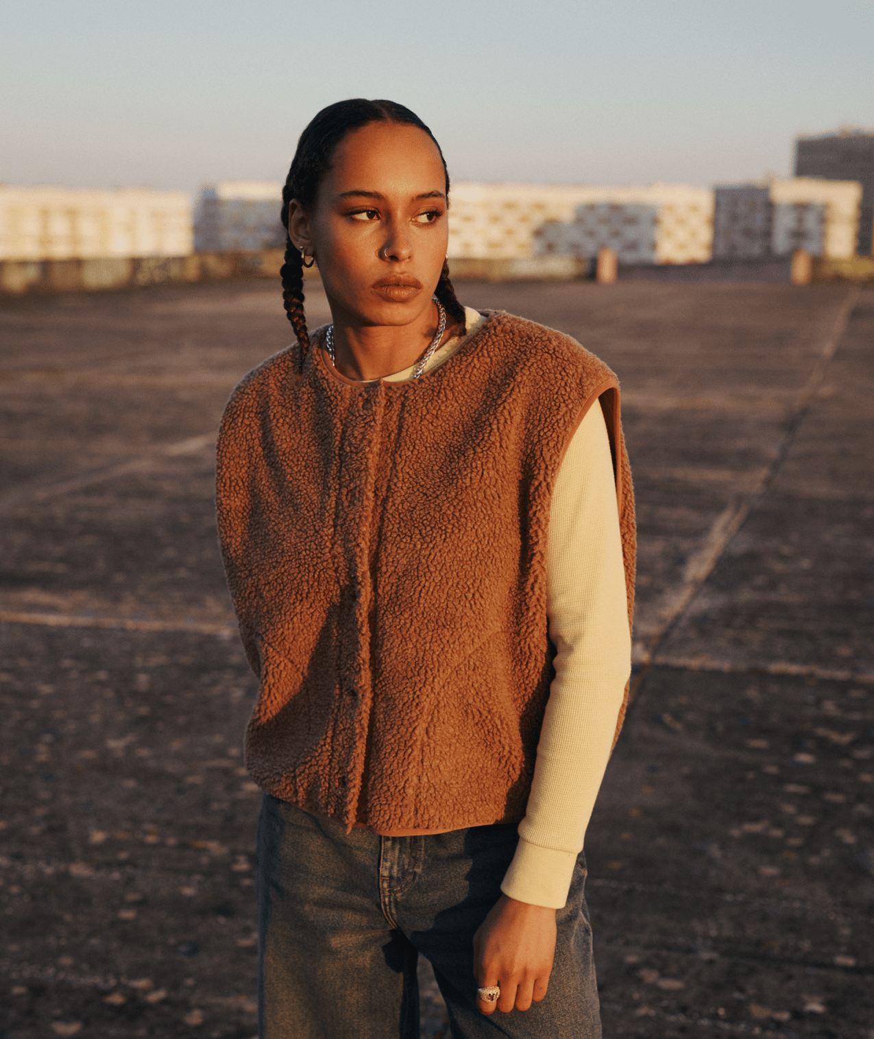 Cropped Vest Full Zip Polar Fleece Trui