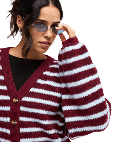 Deep Ocean Stripe Cardigan Trui