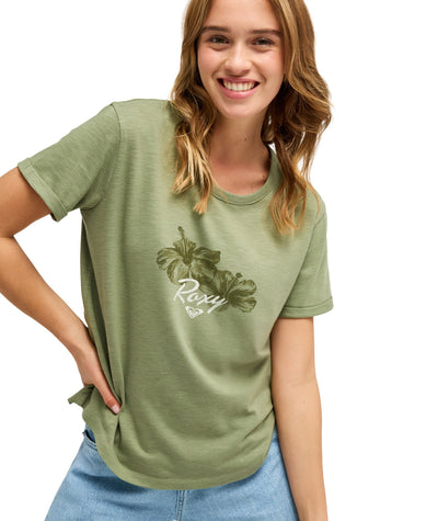 Ocean Wave Regular Slub Korte Mouwen T-shirt Voor Dames