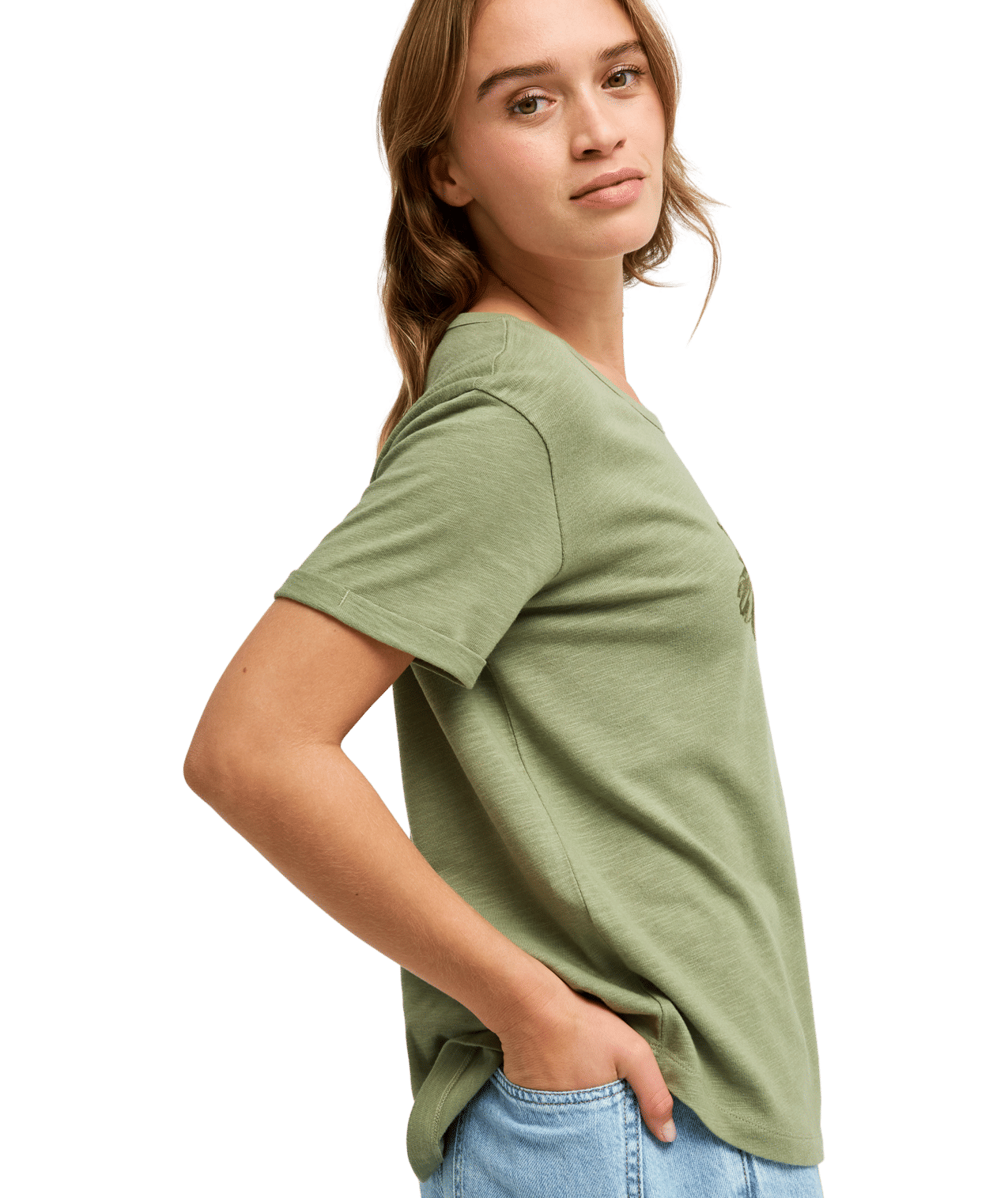 Ocean Wave Regular Slub Korte Mouwen T-shirt Voor Dames