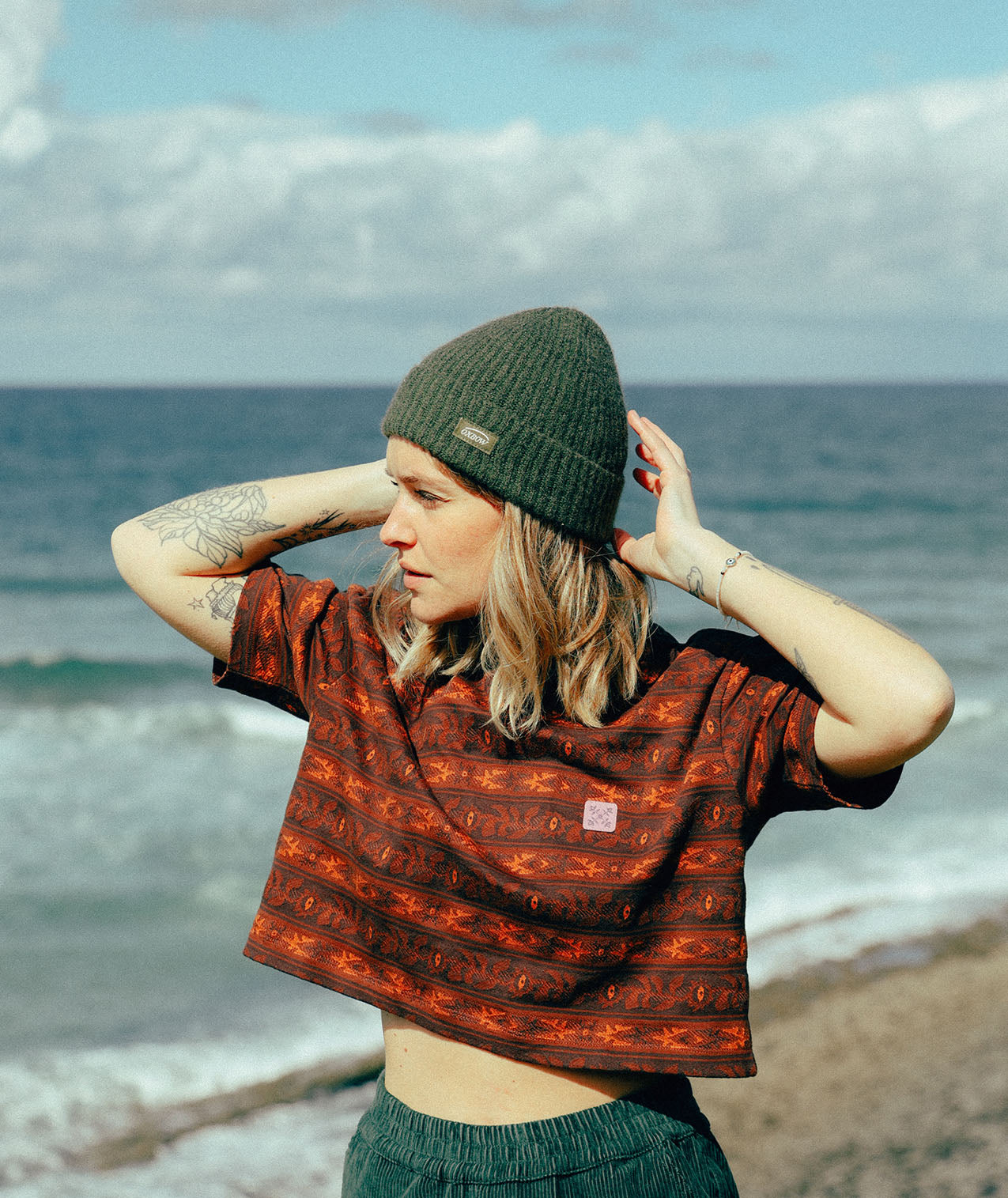 OXBOW Crest Kurzarm-Jacquard-T-Shirt für Damen