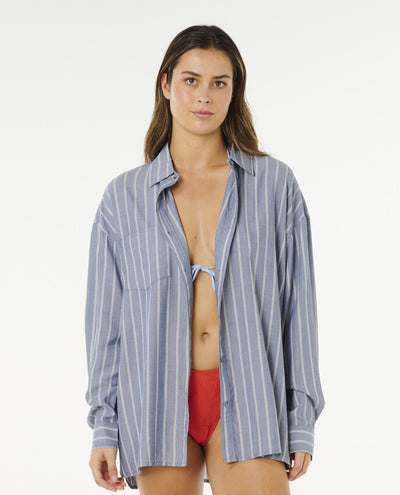 Rip Curl Beach Days Pinstripe Long Sleeve Shirt For Women