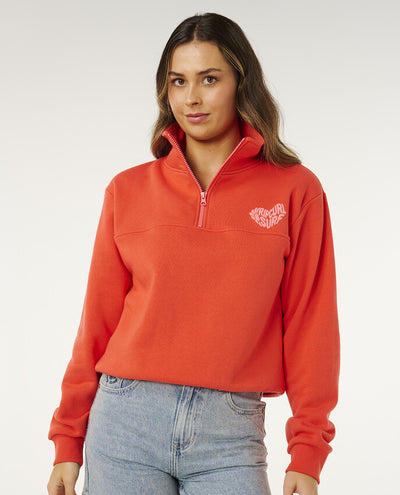 Rc Heart Half Zip Fleece Sweater For Women