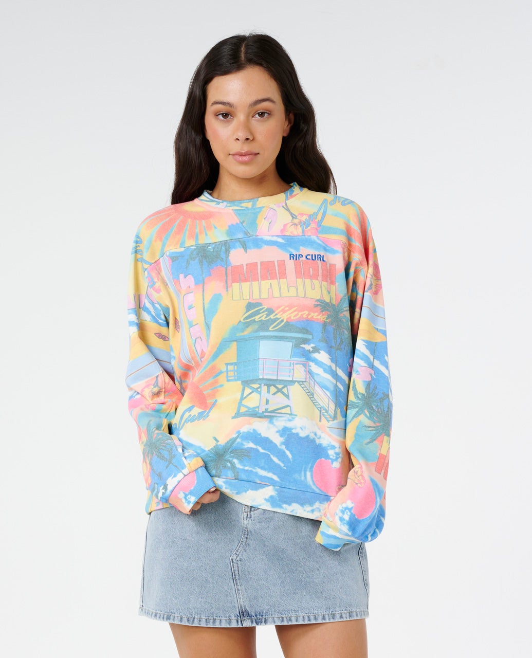 Surf Side Relaxed Crew Sweater For Women