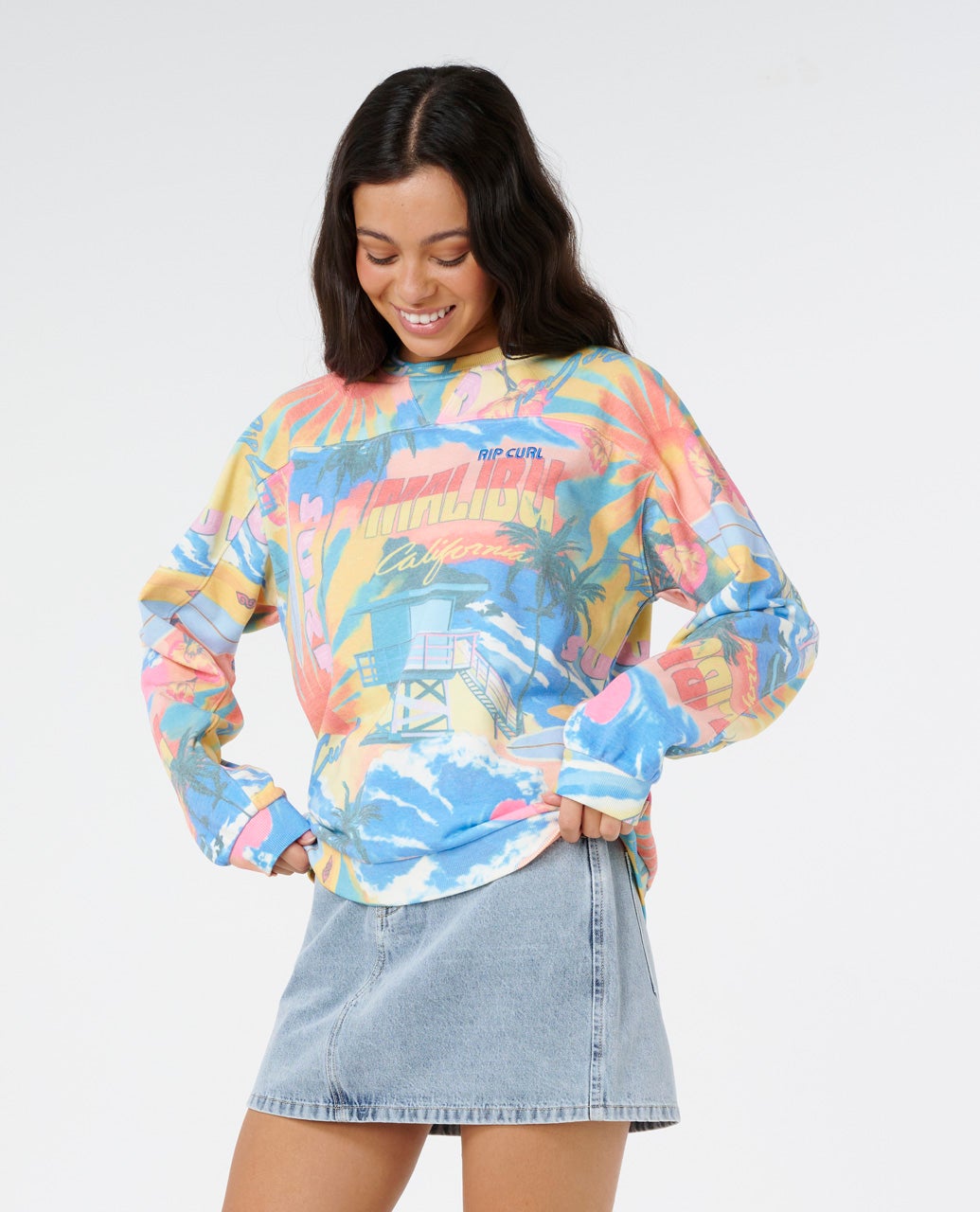 Surf Side Relaxed Crew Sweater For Women