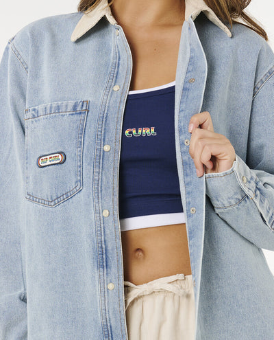 Rip Curl Surf Side Relaxed Long Sleeve Denim Shirt For Wome