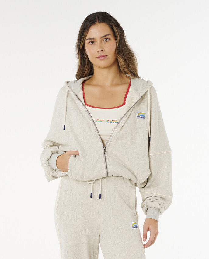Surf Side Spliced Zip Through Hoodie For Women