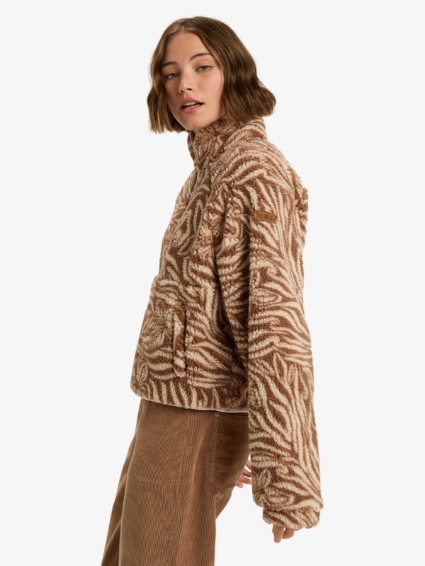 Blurry Cloud Print - Fleece met volledige ritssluiting voor dames