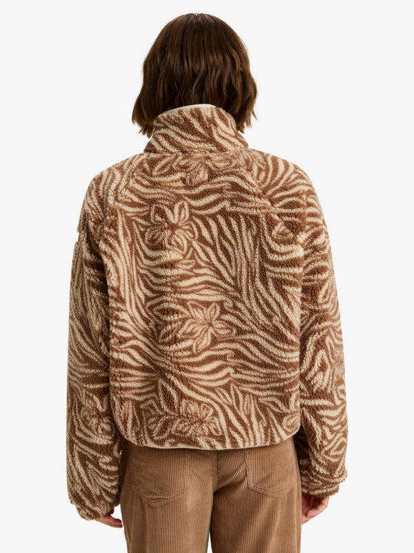 Blurry Cloud Print - Fleece met volledige ritssluiting voor dames