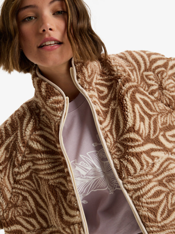 Blurry Cloud Print - Fleece met volledige ritssluiting voor dames