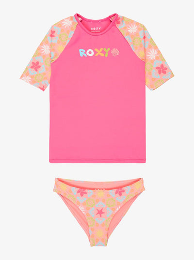 ROXY Check Tw Ss Lycra Set - Kurze Ärmel Rash Vest Set For Juvenile Girls