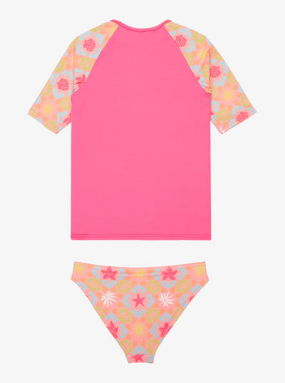 ROXY Check Tw Ss Lycra Set - Kurze Ärmel Rash Vest Set For Juvenile Girls