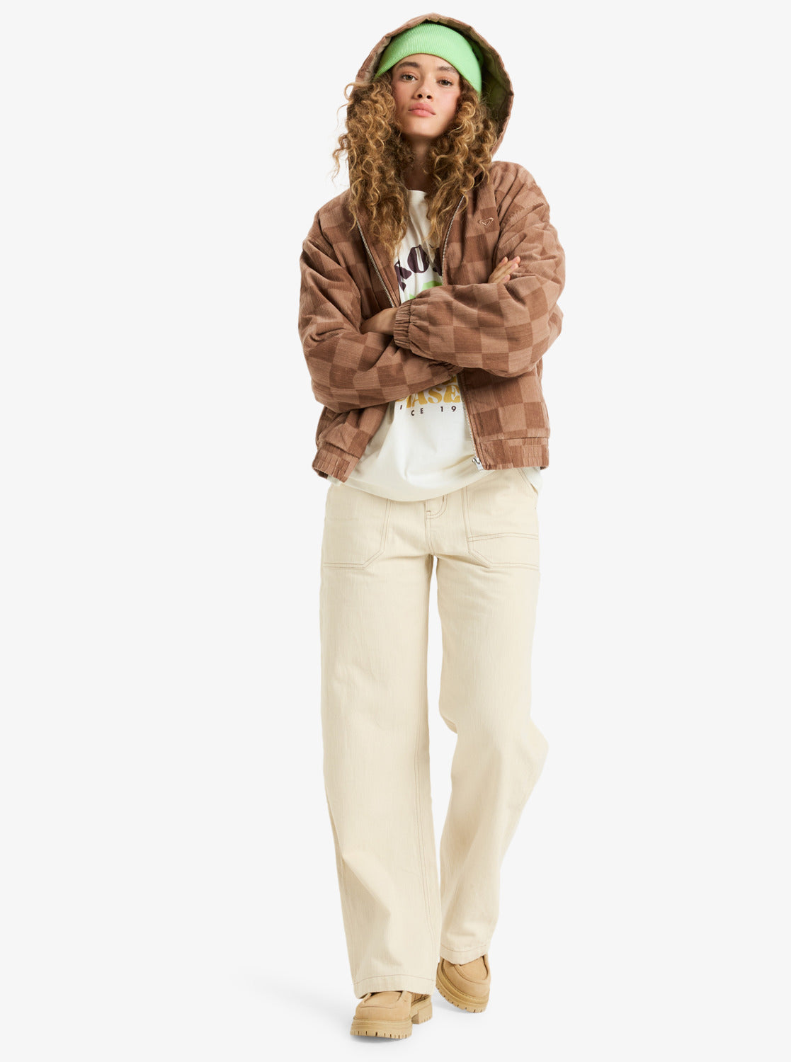 Feels Good Corduroy - Bedrukt corduroy hoodiejack voor dames