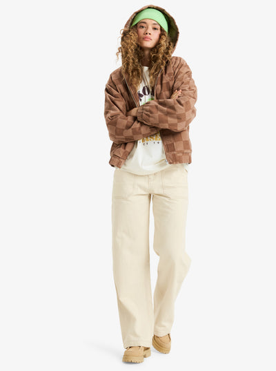 Feels Good Corduroy - Bedrukt corduroy hoodiejack voor dames