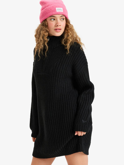 Home Again - Lange mouwen trui-jurk met halve rits kraagdetail voor dames