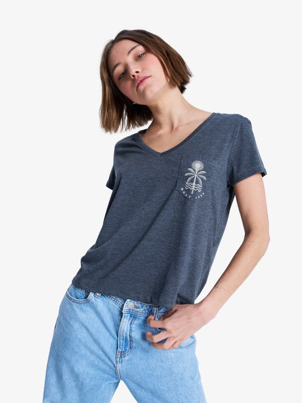 ROXY Laguna Green V Neck - Kurze Ärmel T-Shirt Für Damen