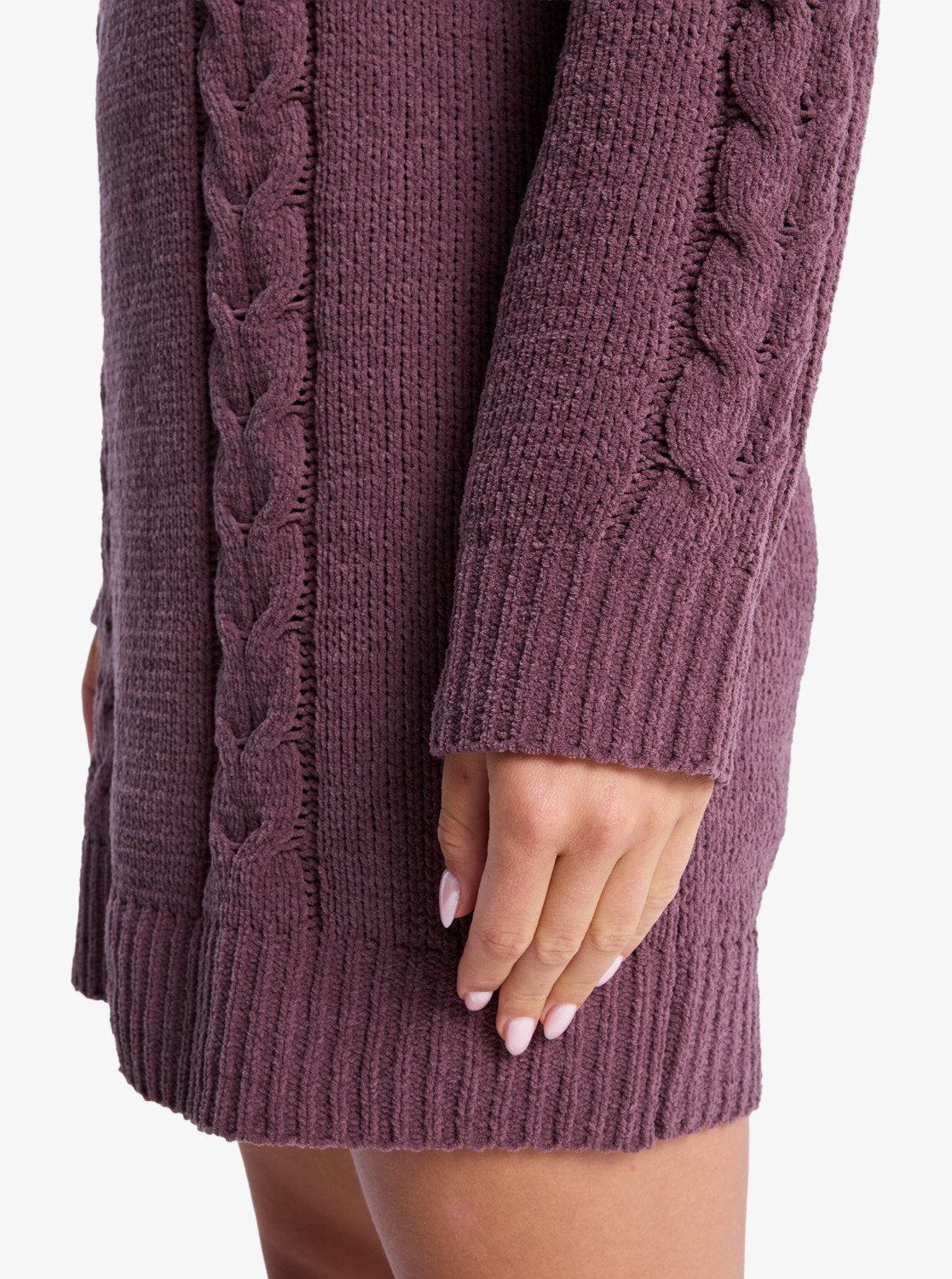 Missing The Waves - Kabelgebreide mini sweaterjurk met lange mouw voor Dames