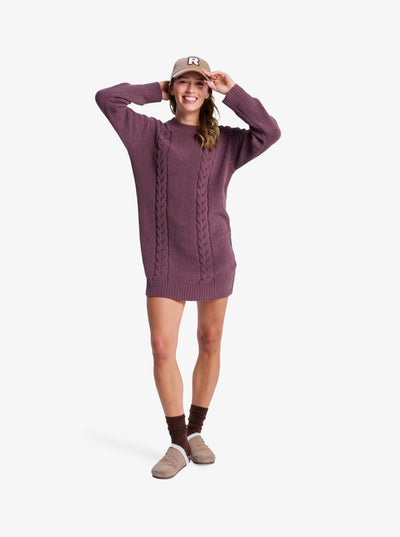 Missing The Waves - Kabelgebreide mini sweaterjurk met lange mouw voor Dames