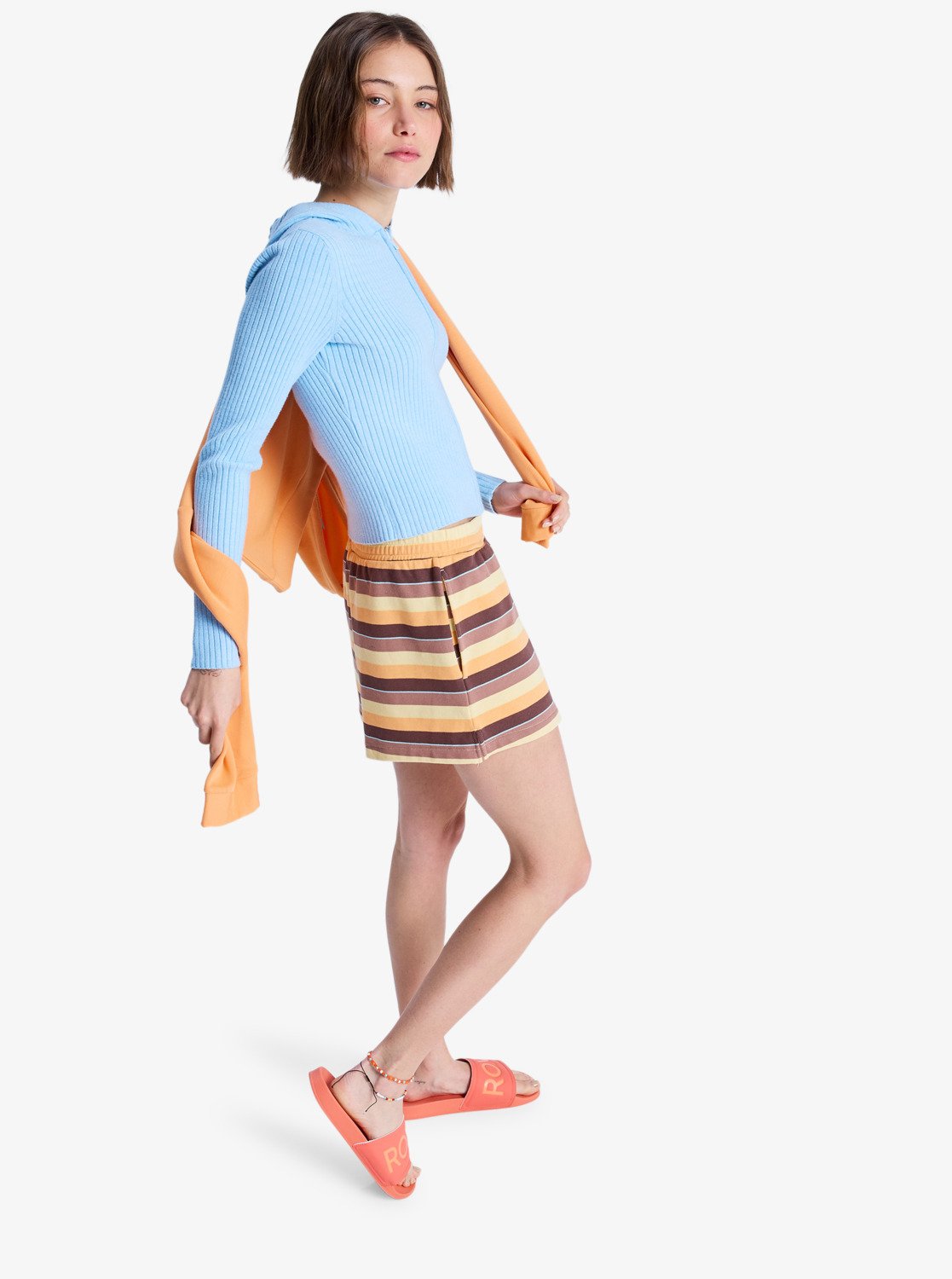Roxy Perfect Stripe Short - Sweat Shorts With Side Seam Split For Women