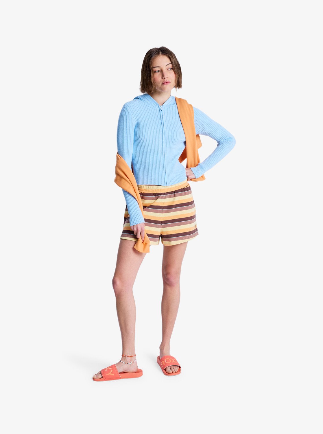 Roxy Perfect Stripe Short - Sweat Shorts With Side Seam Split For Women